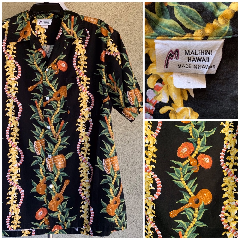 🌴 Malihini Hawaiian Aloha Shirt Instruments 🌴